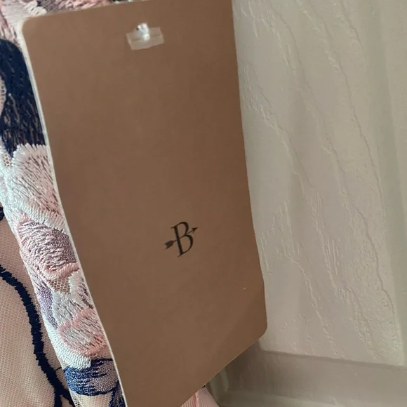 🆕BHLDN Linden Pink/Blue Floral Embroidered Tulle Illusion Neck MOB Dress SZ 12 - Picture 6 of 14